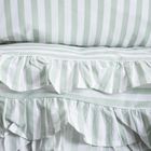 Homla, Trudy, pościel, bawełniana w pistacjowe paski z falbanką, 140-200 cm