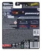 Hot Wheels, Szybcy i wściekli, 1970 Custom Plymouth Roadrunner, pojazd, 1:64, JBL87