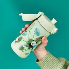 ION8, Panda, bidon termiczny z ustnikiem, zielony, 320 ml