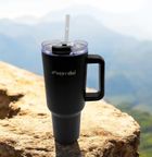 Kamille, stalowy kubek termiczny, termos, 1200 ml, z rączką i słomką