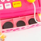 Kasa fiskalna z akcesoriami, światło i dźwięk, różowa