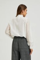 Koszula damska z długim rękawem, biała, Moodo