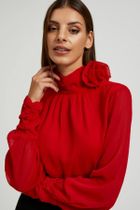 Koszula damska z długim rękawem, czerwona, Moodo