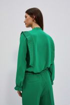 Koszula damska z długim rękawem, zielona, Moodo