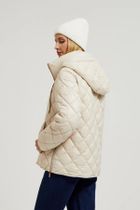 Kurtka damska z kapturem, beżowa, Moodo