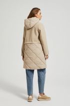 Kurtka damska z kapturem, beżowa, Moodo