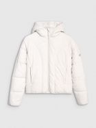 Kurtka damska z kapturem, ocieplana, szara, 4F