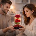 Lean Toys, 2 wieczne róże w kopule, z oświetleniem LED