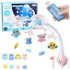 Lean Toys, karuzela do łóżeczka z projektorem, 2w1, różowa