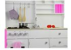 Lean Toys, Paula, drewniana kuchnia z akcesoriami, różowo-biała