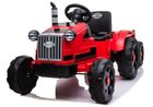 Lean Toys, Traktor, pojazd na akumulator z przyczepą, czerwony