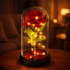 Lean Toys, wieczna róża w szklanej kopule LED, czerwona, 21,5-11 cm