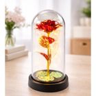 Lean Toys, wieczna róża w szle kryształowa oświetlenie LED, motylek, czerwona, 21-11 cm