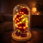 Lean Toys, wieczne róże w szklanej kopule LED, czerwone, 21,5-11 cm
