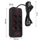 Maclean, listwa zasilająca, 6 gniazd, 4xUSB, 110-240V, AC 50/60HZ, 2.1A, 2500W, czarna, 1,5m, MCE389 B