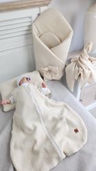 MimiNu, Avi, muślinowy śpiworek na suwak, ciepły beż, letni, TOG 0.5, 3-12m