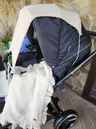 MimiNu, daszek do wózka, przeciwsłoneczna osłonka, muślin bawełniany, ciepły beż