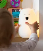 Miś, lampka silikonowa z pilotem, duża, biała
