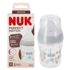 Nuk, Perfect Match, butelka, silikonowy smoczek, rozmiar S-M, bawełna, 150 ml