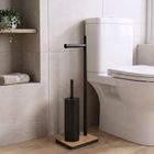 Nuxio, Ivlo, szczotka do WC z uchwytem na papier toaletowy i bambusową podstawką, 65 cm
