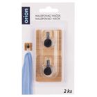 Orion, haczyk, wieszak samoprzylepny, drewniany, metalowy, czarny, 4,5-4,5 cm, 2 szt.