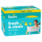 Pampers, Fresh Clean, chusteczki nawilżane dla dzieci, 9-80 szt.