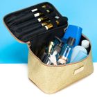 Peterson, kosmetyczka kuferek, brokatowa złota