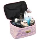 Peterson, kosmetyczka kuferek, cekinowa, różowa