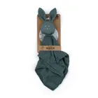 Petite&Mars, Hugo, kocyk z muślinu bambusowego z grzechotką, Misty Green, 0m+