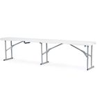 Plonos, zestaw cateringowy ogrodowy składany stół + 2 ławki, biały, 180 cm