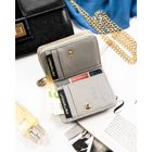 Portfel, biało-niebieski, skórzany, Peterson