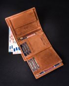 Portfel, brązowy, skórzany, Peterson
