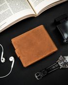 Portfel, brązowy, skórzany, RFID, Peterson