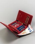 Portfel, czerwony, skórzany, RFID, Peterson