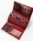 Portfel na karty, czerwony, skórzany, RFID, Peterson