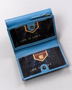 Portfel, niebieski, skórzany, Peterson