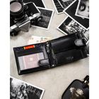 Portfel z brelokiem, czarny, skórzany, Peterson