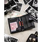 Portfel z brelokiem, czarny, skórzany, Peterson