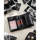 Portfel z brelokiem, czarny, skórzany, Peterson