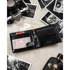 Portfel z brelokiem, czarny, skórzany, Peterson