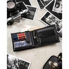 Portfel z brelokiem, czarny, skórzany, Peterson