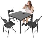 Saska Garden, zestaw cateringowy, turystyczny stół, składany, czarny, 86,5-86,5-71 cm