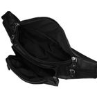 Saszetka na biodro, nerka, czarna, skórzana, Rovicky