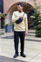 Saszetka na biodro, nerka, granatowa, skórzana, Peterson