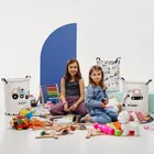 Sipo, kosz na zabawki XL, bawełniany, wodoodporny, zamykany na ściągacz, Ciężarówki