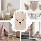 Sipo, Miś, kosz na zabawki XL, premium boucle, zamykany na ściągacz, beżowy