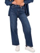 Spodnie jeansowe damskie, wide leg, niebieskie, Sublevel