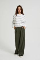 Spodnie materiałowe damskie, khaki, Moodo