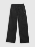 Spodnie materiałowe dziewczęce, baggy, czarne, 4F