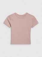 T-shirt dziewczęcy, beżowy, 4F